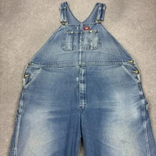 Dickies Dungarees Adult 50x30 Blue Overalls Bib Denim Workwear Carpenter Men*