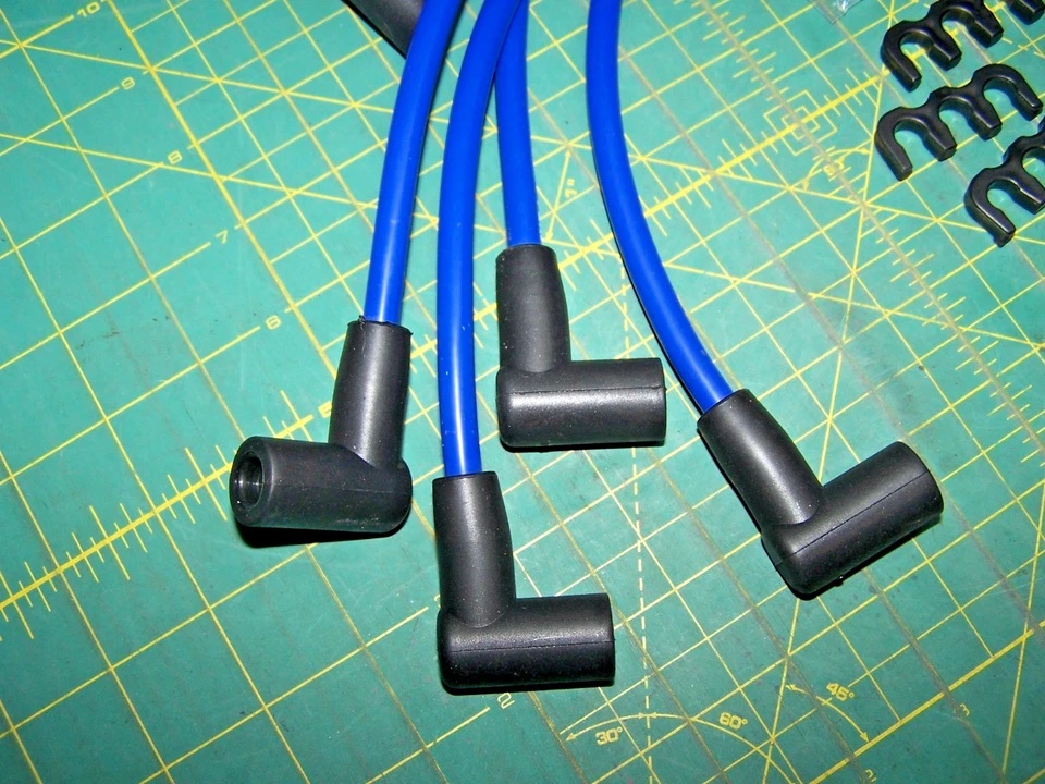 Cables de bujía Ford en línea 6 cilindros 64-83 170 200 250 HEI 8mm silicona AZUL Foto 2 de 4