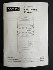 BODUM 11902 Bistro Electric Milk Frother Manual BOOKLET Replacement Part