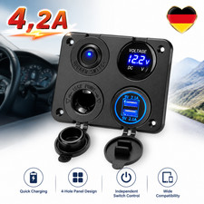 Ladeger�t Ladeadapter KFZ Auto-Ladeger�t Dual-USB 4,2A Schwarz 12V-24V Einbau
