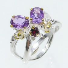 Bague unique en son genre en argent sterling 925 améthyste naturelle non...