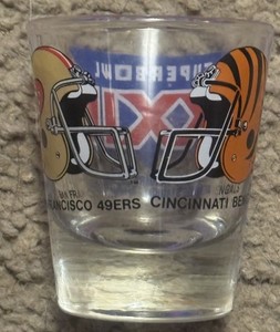 San Francisco 49ers vs. Cincinnati Bengals Super Bowl XXIII Shot Glass