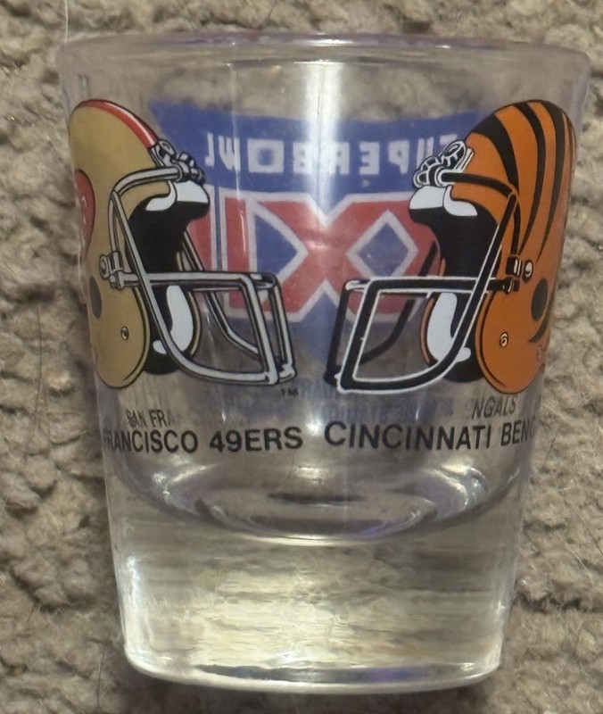San Francisco 49ers vs. Cincinnati Bengals Super Bowl XXIII Shot Glass