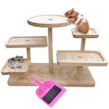 Hamster Climbing Toy Ledge Wooden Playground Exercise Platform Cage Rat