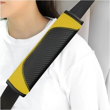 Yourkar 2PCS Car Seat Belt Cover, Soft Leather Safety Neck Black Yellow