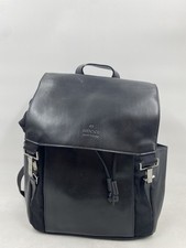 Vintage Gucci Black Leather Nylon Backpack Silver Hardware COA