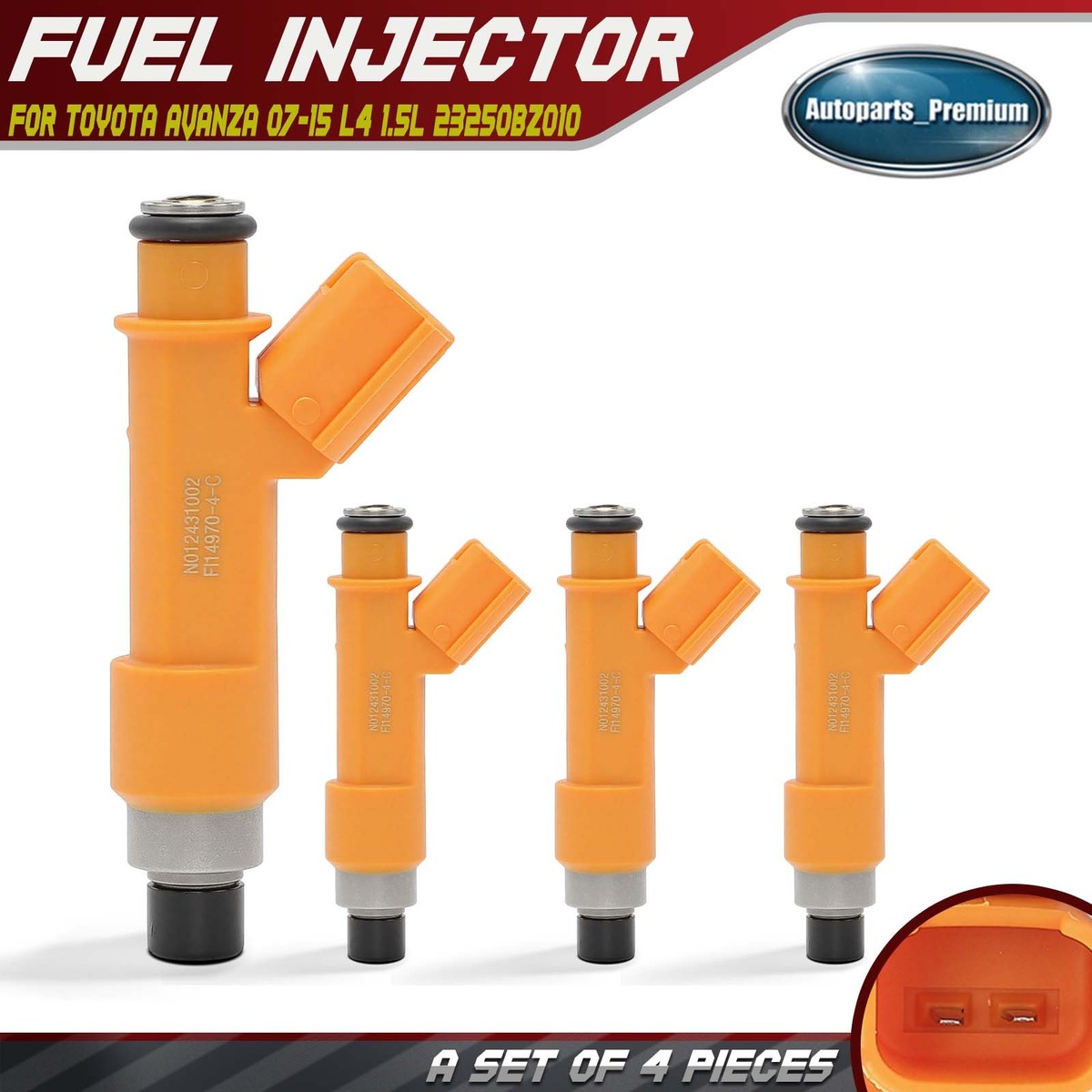 4x Fuel Injectors for Toyota Avanza 07-15 L4 1.5L Naturally