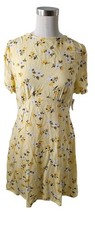 Old Navy Dress Women Size Medium Yellow Floral With Pockets NWT 