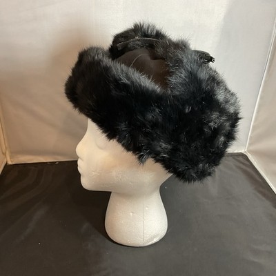 American Classic Rabbit Fur Hat Trapper Earflap Cap Hunter Bomber Black Large L