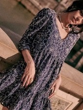 Sézane Aura Mini Dress Ecru/Marine Eyelet FR34