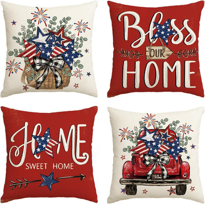 Bless Our Home Eucalyptus Stars Fireworks Car Throw Pillow Covers, 18 X 18 Inch