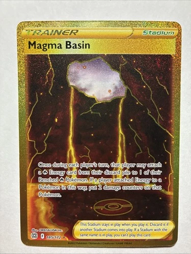 2022 Pokemon SWSH Brilliant Stars Magma Basin 185/172 GOLD SECRET RARE HOLO!