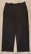 BRIGGS NY Elastic Waist Pull On High Rise Straight Leg Black Dress Pants Size 14