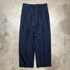 Vintage 90s pinstripe Navy Blue pleated trousers 32x28 zipper preppy old money