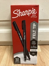 12-CT Sharpie Felt Tip Pens, Fine Point 0.4mm Felt Tip Markers, Journaling Pens