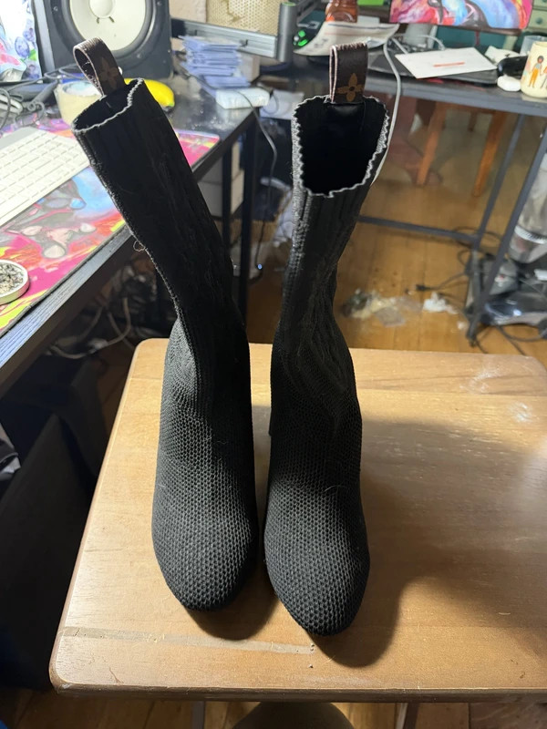 Louis Vuitton Silhouette Monogram Knit Sock Ankle Boots EU 39 No Box