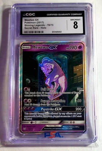 2017 Pokemon Shining Legends Mewtwo GX SECRET RARE 78/73 CGC 8