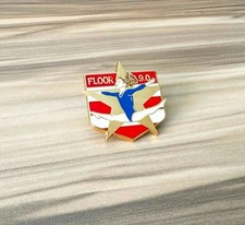 Vtg USA Gymnastics Floor Competition 9.0 Enamel Gold Star Stripes Pin Olympics