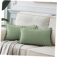 2 Pack Lumbar Decorative Throw Pillow Covers 24" x 12" Pack of 2 Sage Green