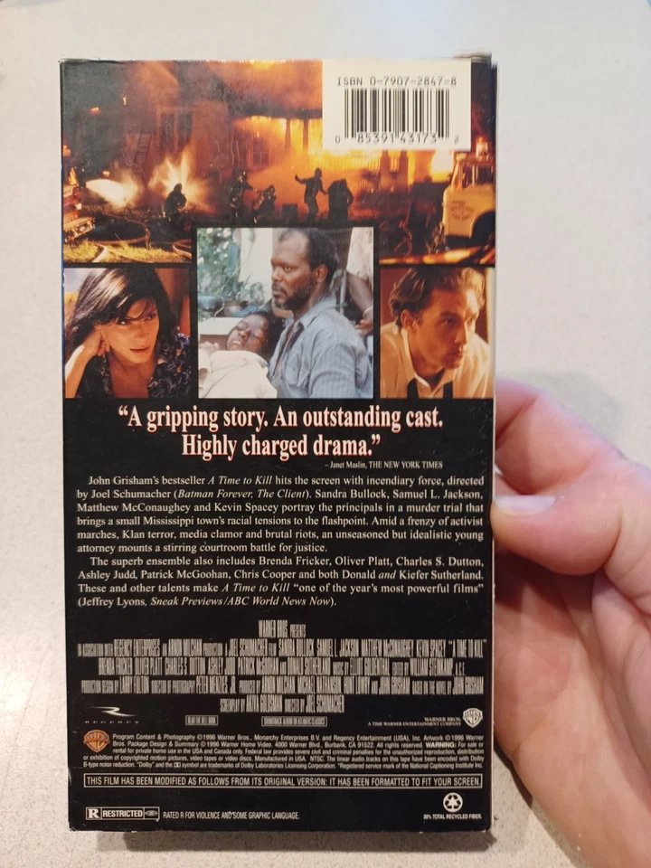 A Time To Kill - Sandra Bullock - Samuel L. Jackson - PAL VHS Video Tape (A325) - Image 2 of 3