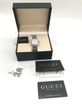 Auth GUCCI 9040L Quartz Date Silver Dial Womens Watch w/Box Papers New Battery