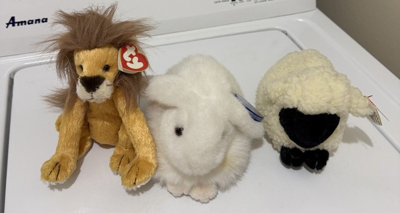 Ty 3rd Generation Lot Of 3 Classic Or Attic Treasure , A Bunny 🐇 Sheep 🐑 Loin