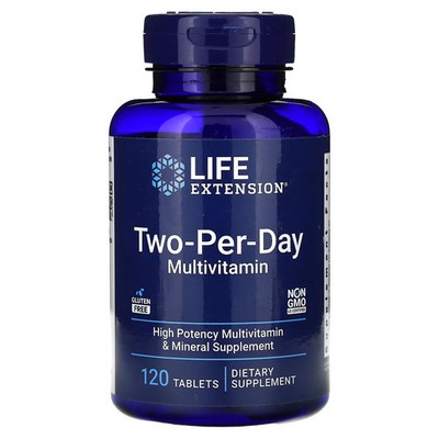 2 X Life Extension, Two-Per-Day Multivitamin, 120 Tablets-Worldwide