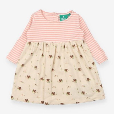 Little Green Radicals Kleid Bio Baumwolle rosa Streifen Eichhörnchen, 9-12 Monate