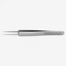 Knipex Stainless Steel Gripping Tweezers, Fine Needle-Point Tips, 4.5"