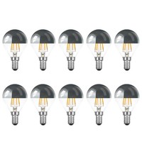 10 X Led Filament Tropfen 4W = 40W E14 Kopfspiegel Silber Kugel Warmweiß 2200K