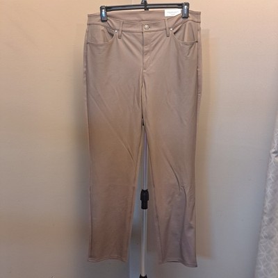 NWT! CHICO'S Mocha Delight Ponte 5 Pocket Faux Leather Slim Leg Pants Sz 2.5 14