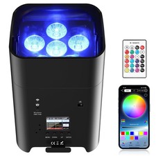 Battery Powered Uplights Rechargeable Par Can 6x18W RGBWA UV LED Uplight 9600...
