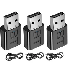 3Pcs Bluetooth 5.0 Audio Receiver USB 3.5mm AUX Adapter For Car TV PC Speaker