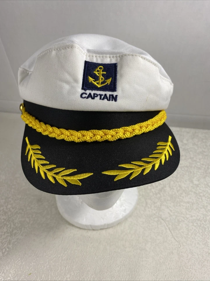 2 Marine Captains Hat Costume Halloween Accessory Navy Adult Cap Strapback - Image 2 of 4