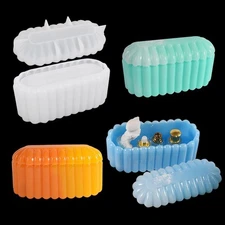 Zayookey Storage Box Resin Mold, Rectangle Silicone Molds, Oval White 