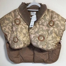 CELINE Circle logo print down vest Jacket Blouson Women Beige Brown