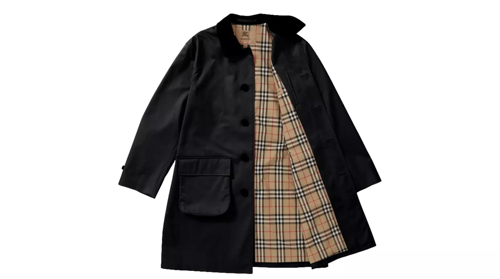 Trench coat collier en cuir Burberry X 2022 en noir taille XL rare