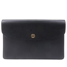 Louis Vuitton Epi Montaigne 27 Clutch Bag Noir Black Auth Used