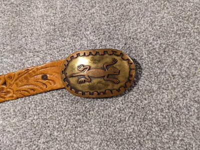 Ceinture Vintage En Cuir Noir Tru-West ROCKMOUNT RANCH WEAR - Boucle Western, Taille 30
