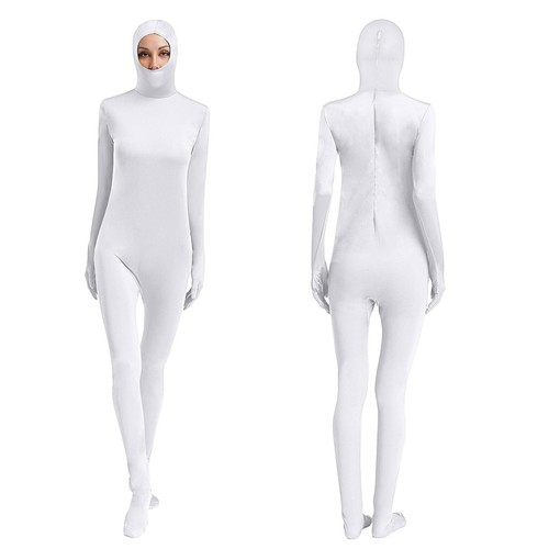 Unisex Women Men Jumpsuit Dance Bodysuit Gymnastics Leotard Stretch Hooded Suit - Picture 99 of 111