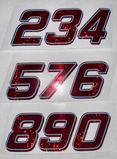 Discounted Red Sparkle w/ Blue Outline #0,2-9  Decals R/C Cars Traxxas,Losi BxL4