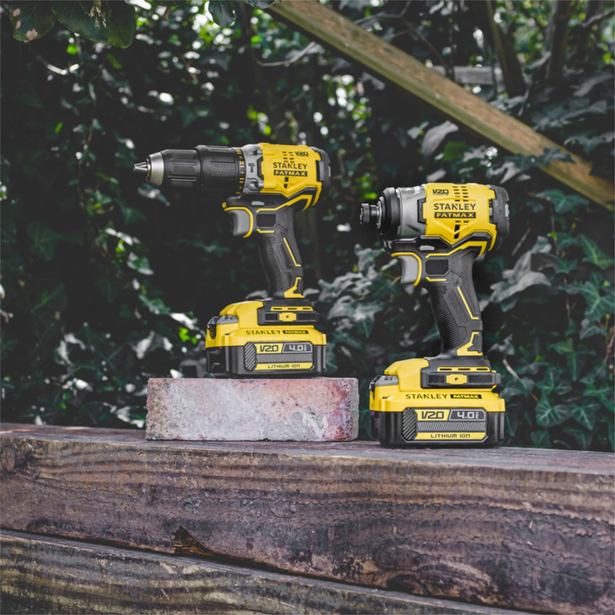 Combi Drill And Impact Driver Set 18V Cordless Twin Set Kit Stanley FatMax V20