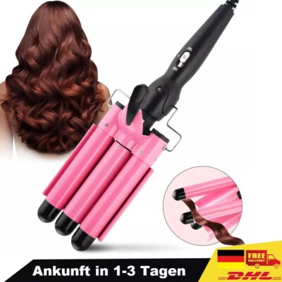 MARKENLOS Women's Hair Waver 3 Barrel Curling Iron Fast Styling Tool Ceramic Crimper Wand