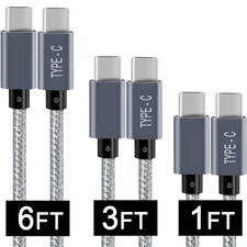 PACK of 3 - (USB-C to USB-C) Cable Male Type-C Cable Cord Fast Charger Charging