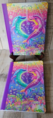 2 Lisa Frank Dancing Dolphins Love Cove Sparkle Glitter Composition Tablets Note