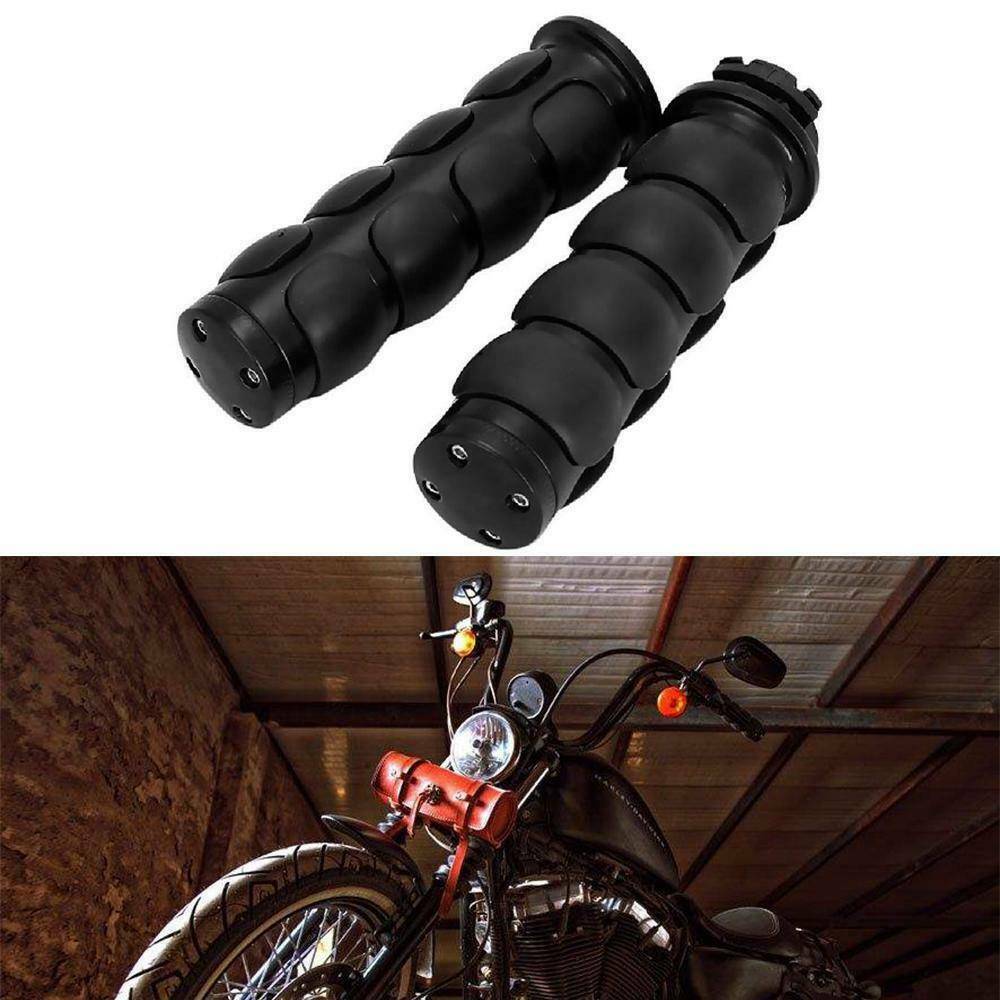 Motorcycle Hand Grips – 1" Handlebars – Black Aluminum/Gel – Fits Harley Davidson Sportster