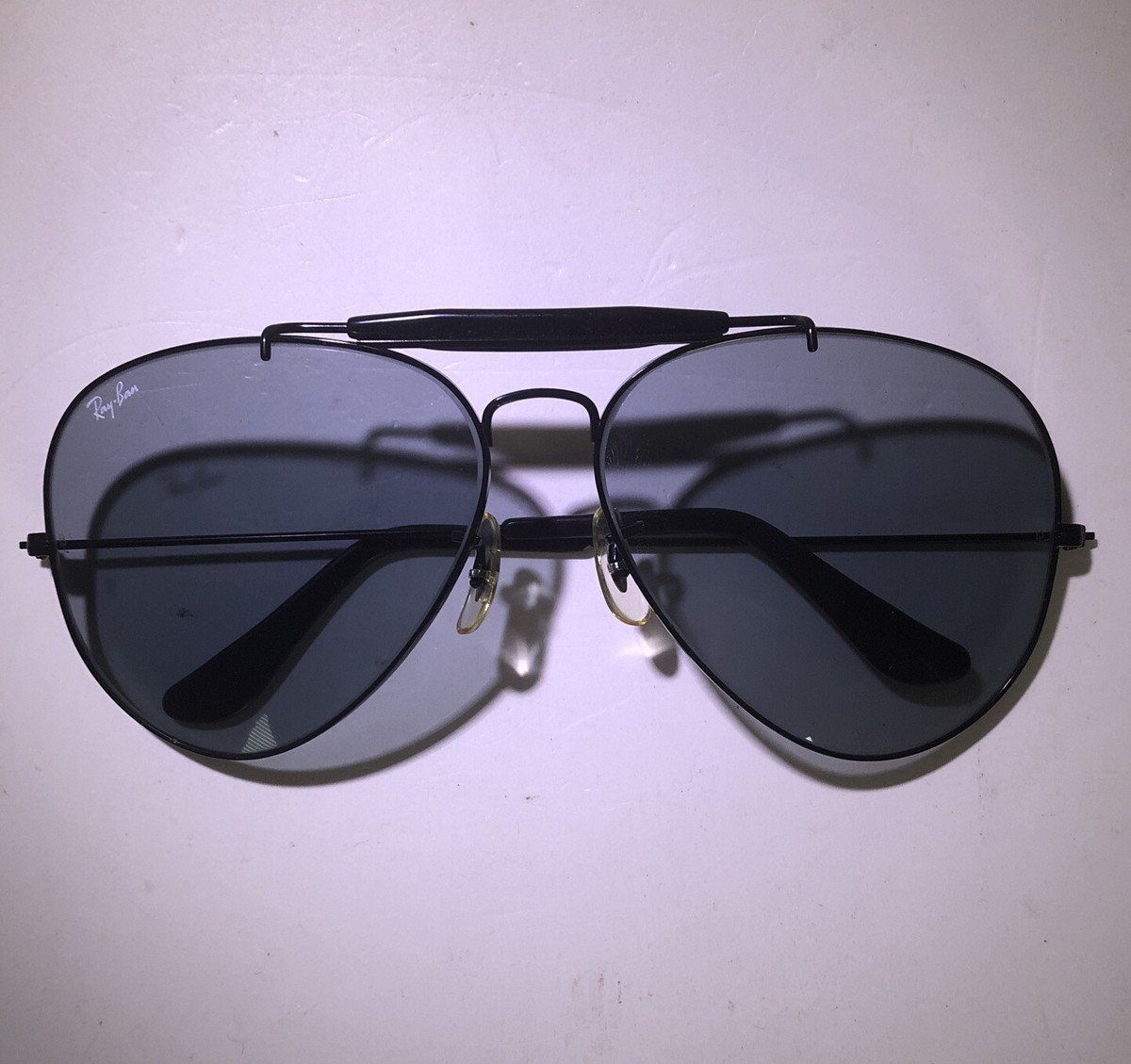 Vintage Authentic B&L Ray Ban Black Frame Aviator Sunglasses 62 14 