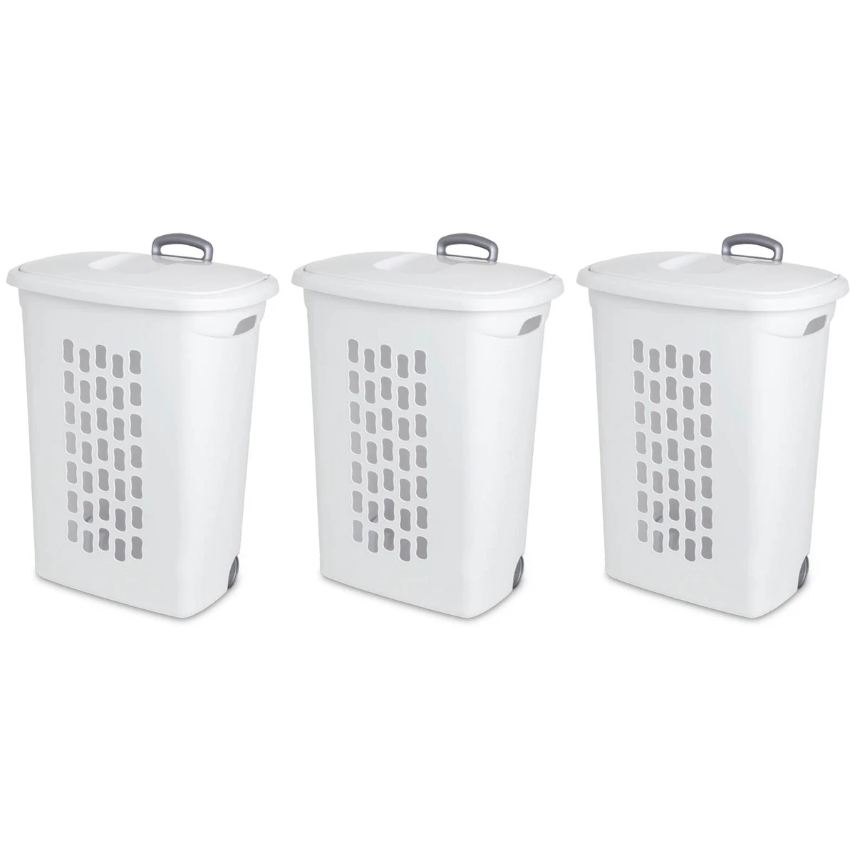 Triple laundry on sale hamper with lid