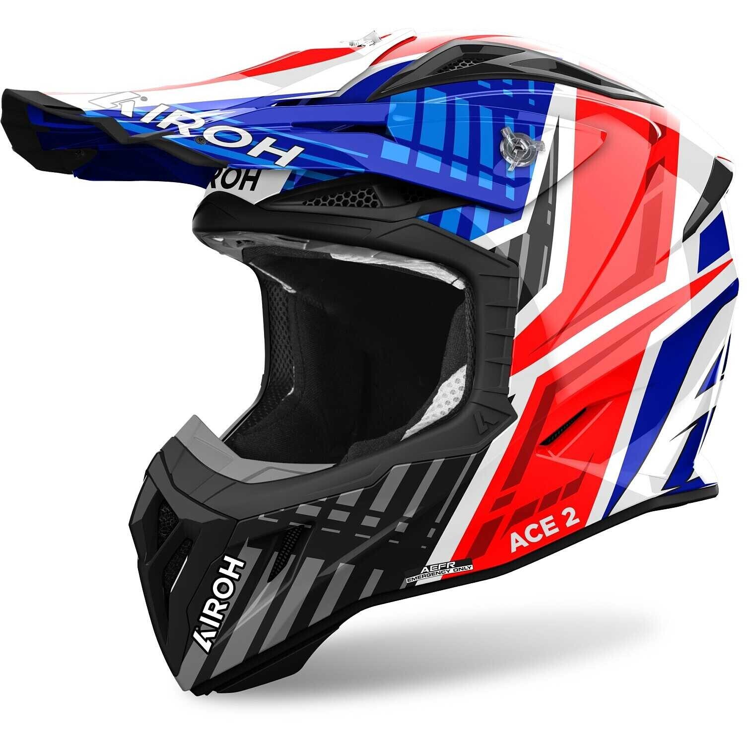 HELMET CASCO CROSS ENDURO AIROH AVIATOR ACE 2 PROUD BLU RED GLOSS TG L