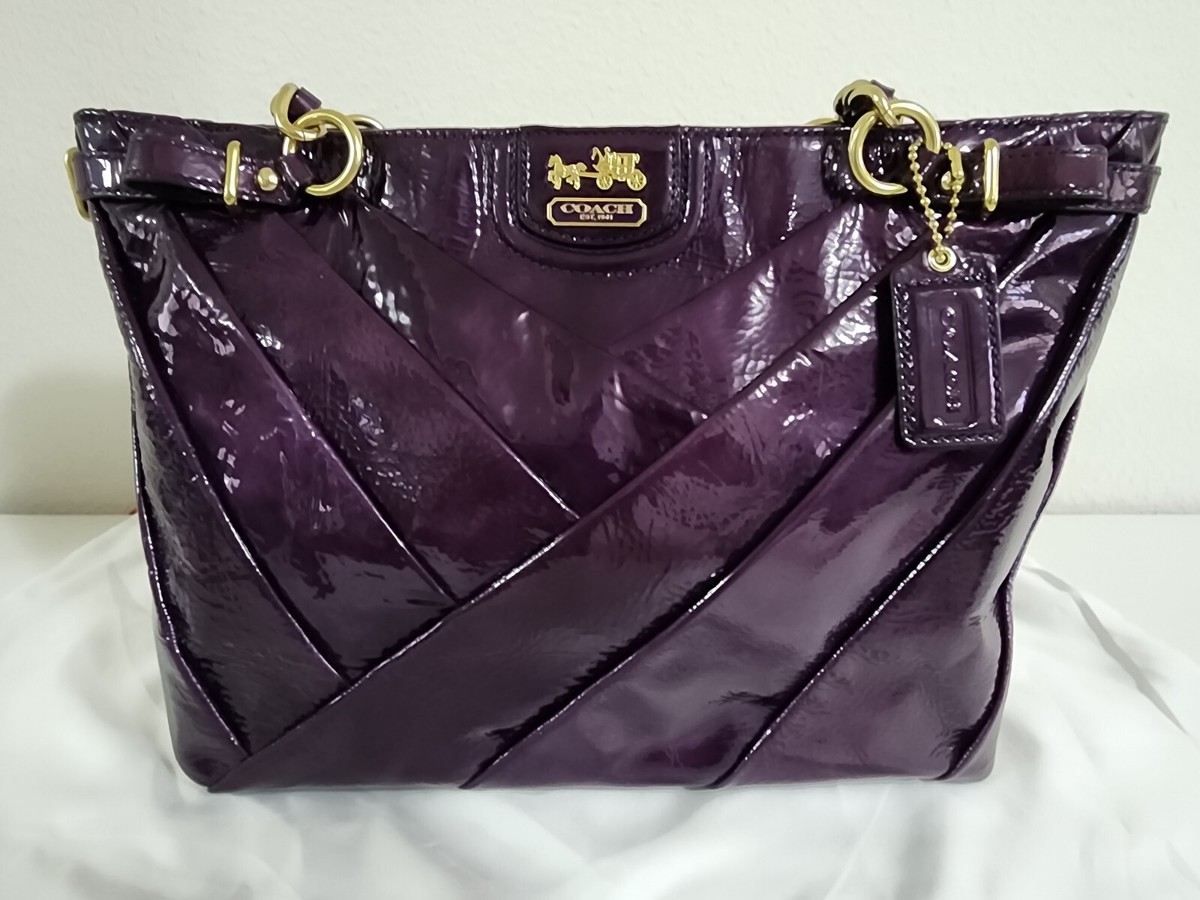 HTF* Coach Madison Diagonal Patent Leather Shoulder Bag Tote